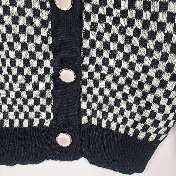 NEW 143 Story by Lineup Woman Big City Nights Checkered Cardigan Button Up Sz S - Picture 3 of 5